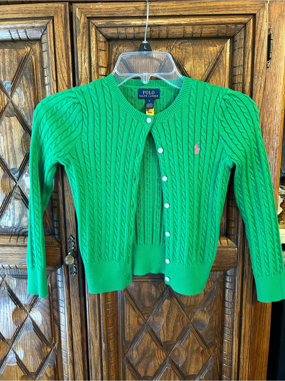 Polo by Ralph Lauren Bright Green Cable-Knit Cardigan